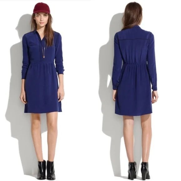 Madewell Dresses & Skirts - Madewell Silk Cinema Shirtdress 4 Boyish Preppy Traditional‎ Office Lightweight